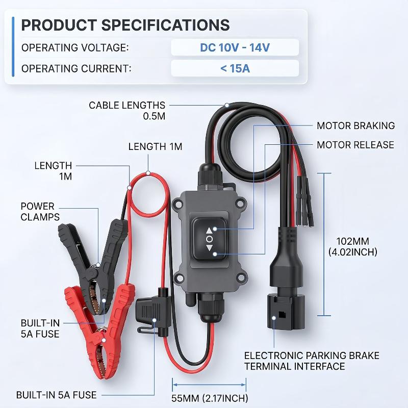 Heavy Duty 12V Auto EPB Remklauw Motor Ontgrendelingsgereedschap Elektronisch Parkeerrem Reparatiegereedschap voor Automonteurs DIY Enthousiastelingen