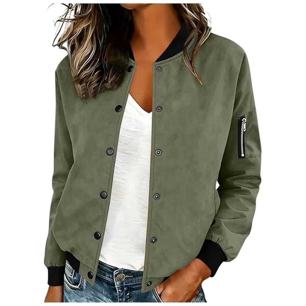 Women S Suede Fabric Stand Collar Buttoned Cardigan Jacket Casual Coat