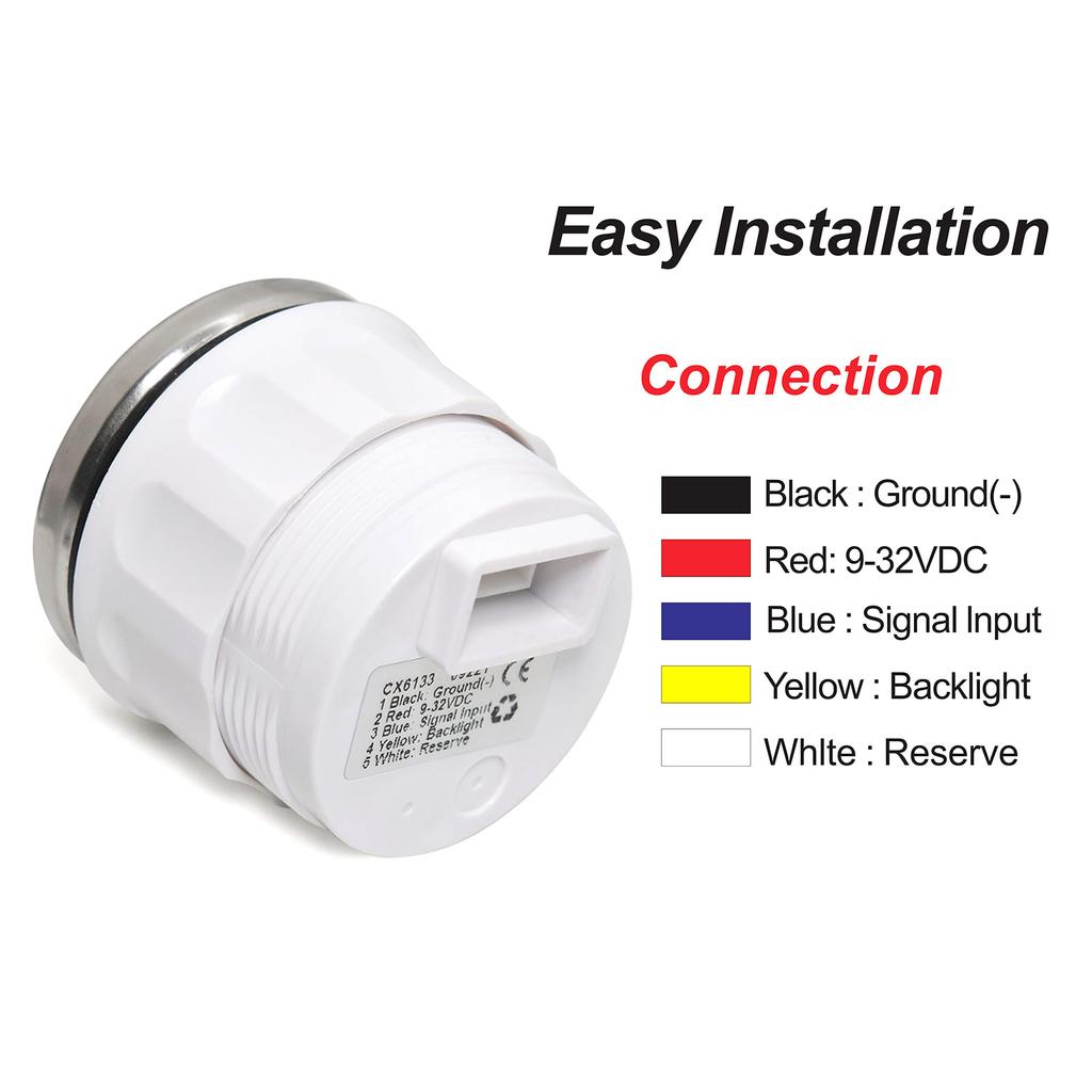 7 Color Light 2" 52mm Fuel Level Gauge+Fuel Float Level Sensor 0-190 Ohm for Marine RV Camper Car Oil Tank Level Indicator 9-32V