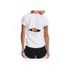 Under Armour Solid Back Hollow Breathable Running Sports Regular T-Shirt Women Tops White 1369800-100