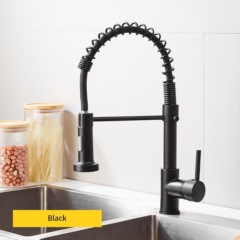 

Матовый черный смеситель для кухонной мойки, выдвижной смеситель для кухни, смеситель с одной ручкой, вращение на 360 градусов, смеситель Torneira Cozinha чёрный