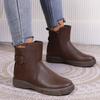 Large size women's autumn and winter new solid color side zipper low boots round head thick sole versatile Martin boots