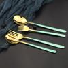 Portable Food Dinnerware Cutlery Set 304 Stainless Steel Table Knife Spoon Fork Dinner Set Green Gold Tableware Set