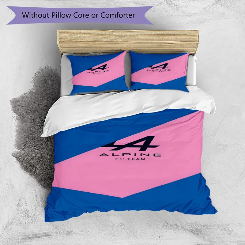 3pcs Duvet Cover Set (1*Duvet Cover + 2*Pillowcase, Without Core), BWT Alpine F1 Racing Team (3) Print Bedding Set, Bedroom Decor, All‑Season, Gift