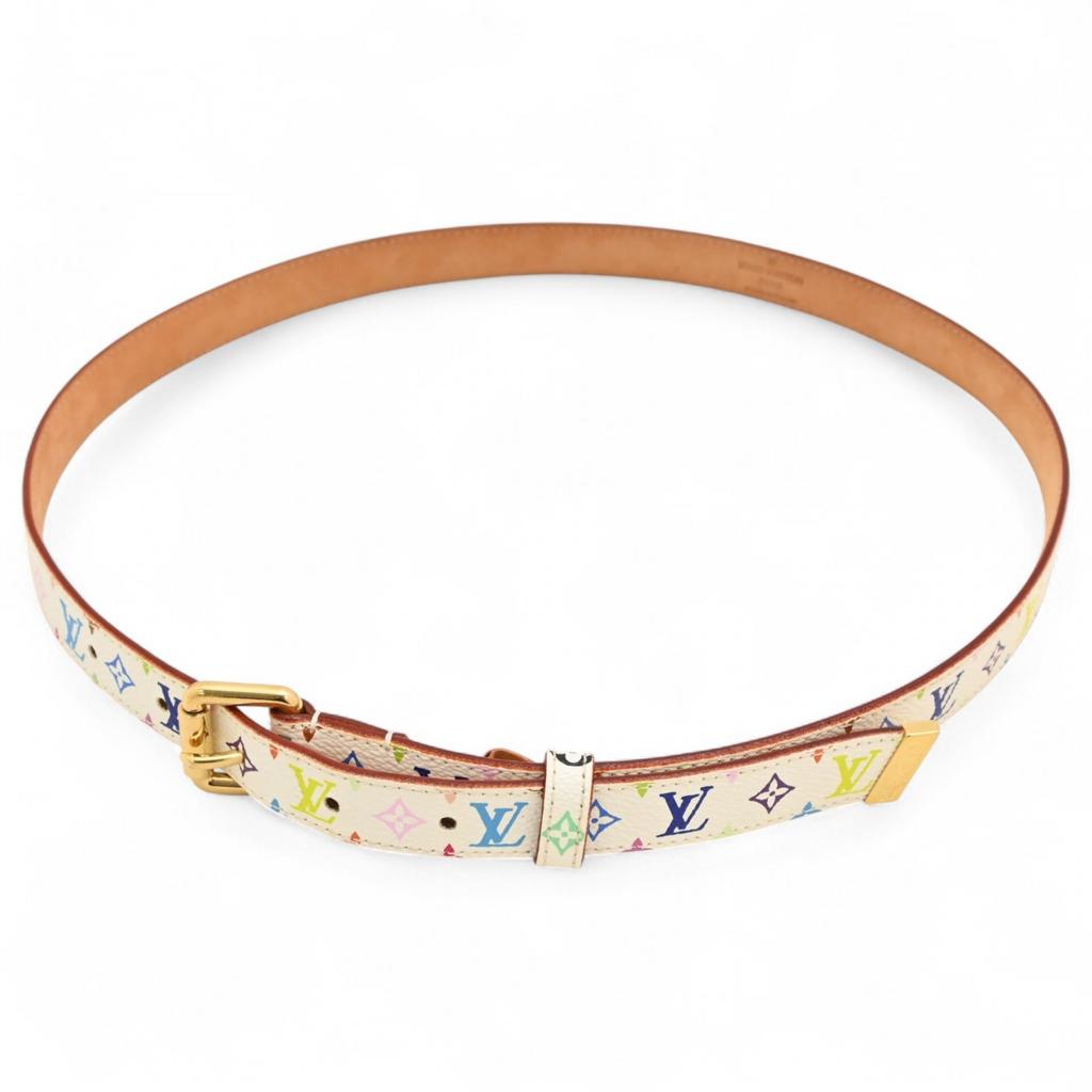 Auth LOUIS VUITTON Monogram Multicolor Ceinture Carre Belt Lv4417kk Used