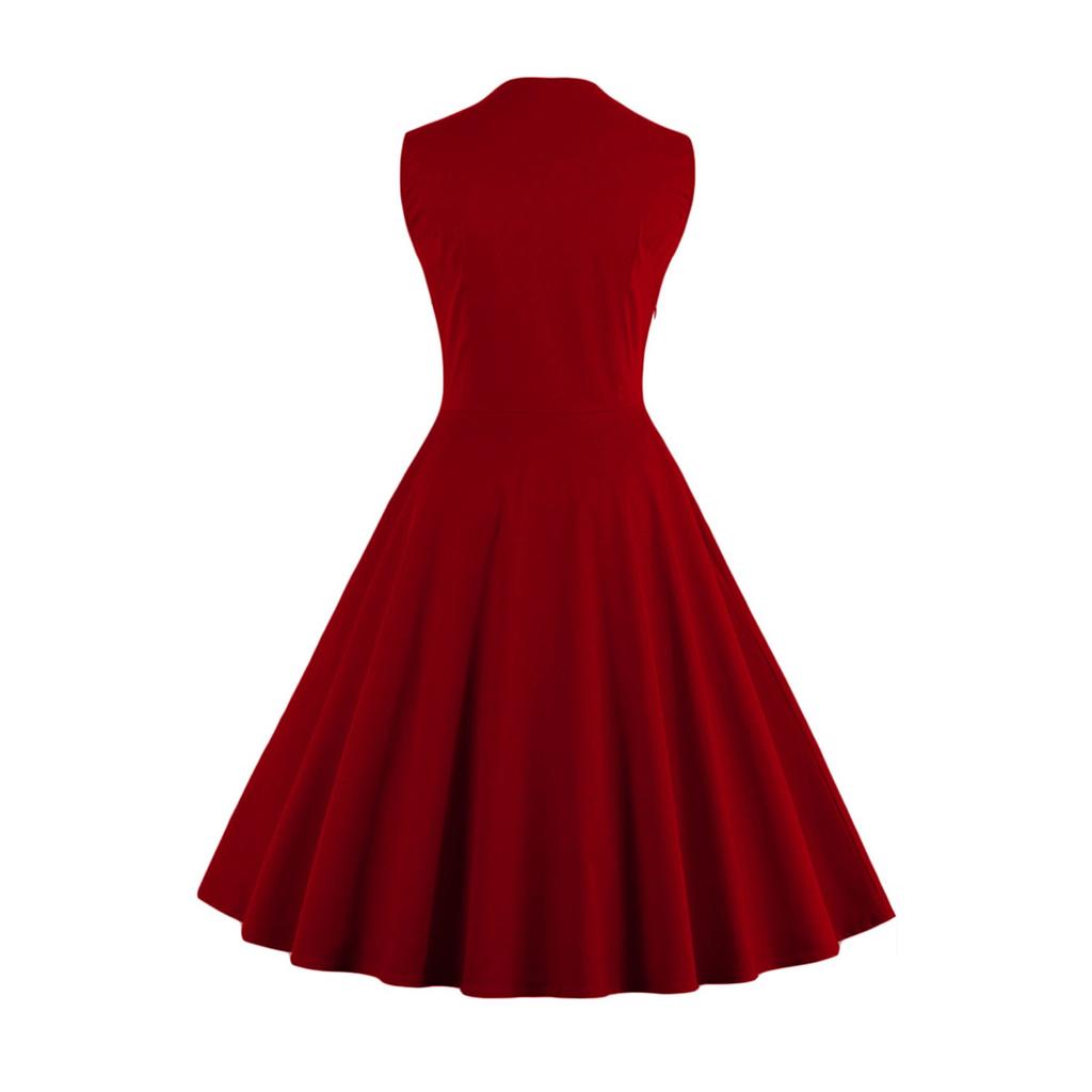 Women's Fashion Dress Vintage Slim Fit Sleeveless Floral Print Dress