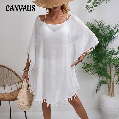 Damen Strandkleid mit Häkelspitze, Blumenmuster, Patchwork, Quaste, Strandkleid, ausgehöhlt, Schmetterling, lockerer Strandurlaub