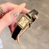 Women's vintage-style square watch with leather strap, new style, high-end selection, exquisite women's wristwatch.