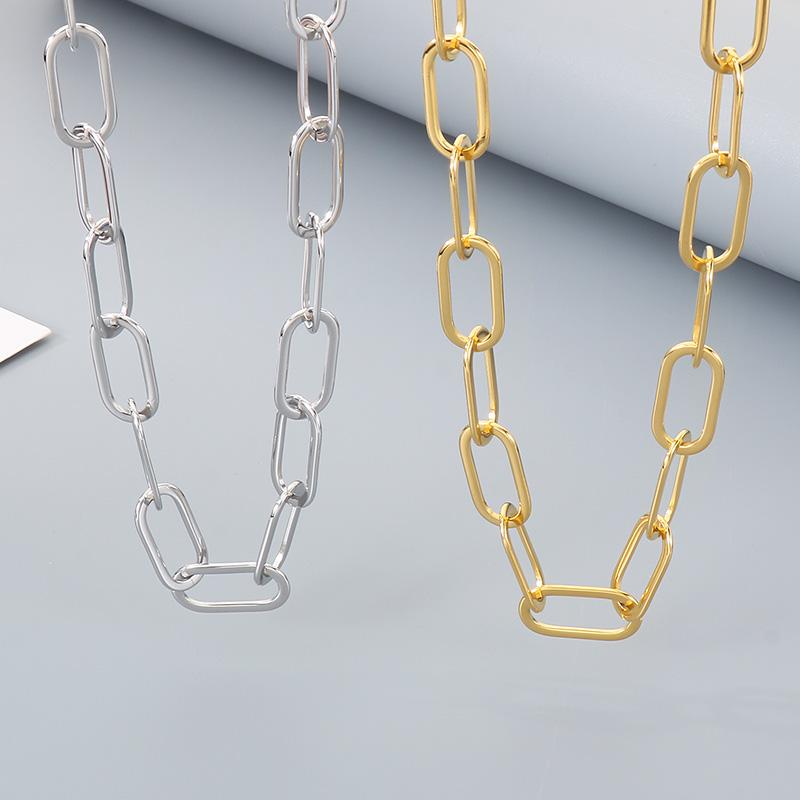 Kalen Stainless Steel Paperclip Chain Necklace for Men 10MM Gold Color Metal Accessory Adjustable Minimalist Fashion Jewelry