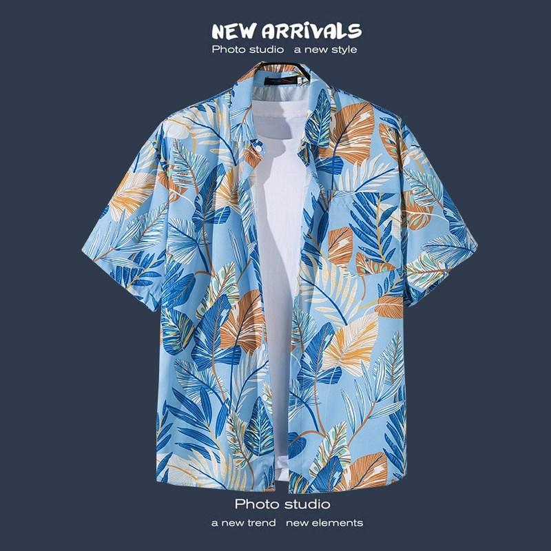 Men's Shirt Summer Hawaiian Shirt Casual Shirt Beach Shirt Short Sleeve Flower Plants Lapel Hawaiian Holiday Clothing