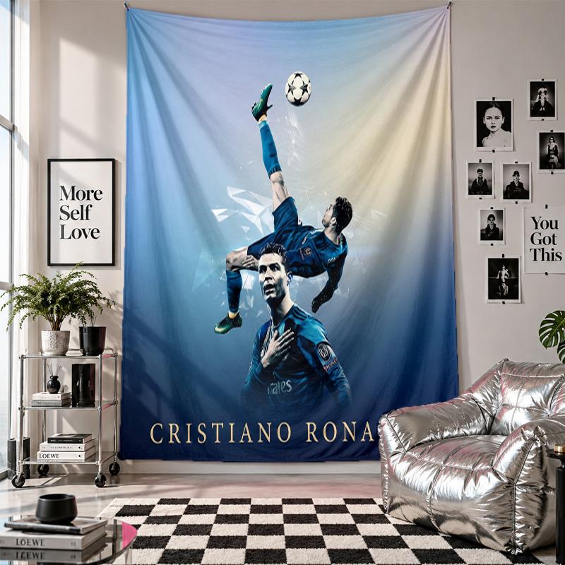 Cristiano Ronaldo Duvar Kilim Ev Dekorasyonu Yatak Odası Oturma Odası Arka Planı için Duvara Asılan Kumaş