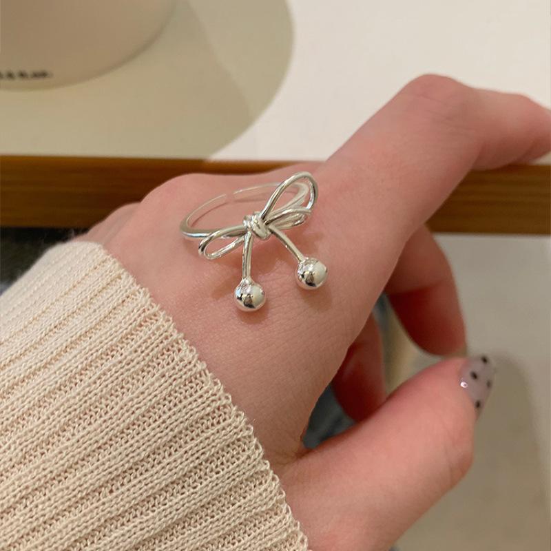 Vintage Do Old Niche Bow Adjustable Openings Ring Sweet Index Finger Ring Men and Women Set of Rings Finger Rings  Creative Geometric Party Jewelry