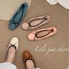 2025 Spring and Autumn New Fashion Versatile Korean Small Single Shoes Versatile Square Head Bow Grandma Shoes Soft Leather