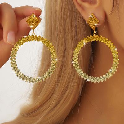 Luxurious Geometric Round Stud Earrings with Full Diamond Shine for Women