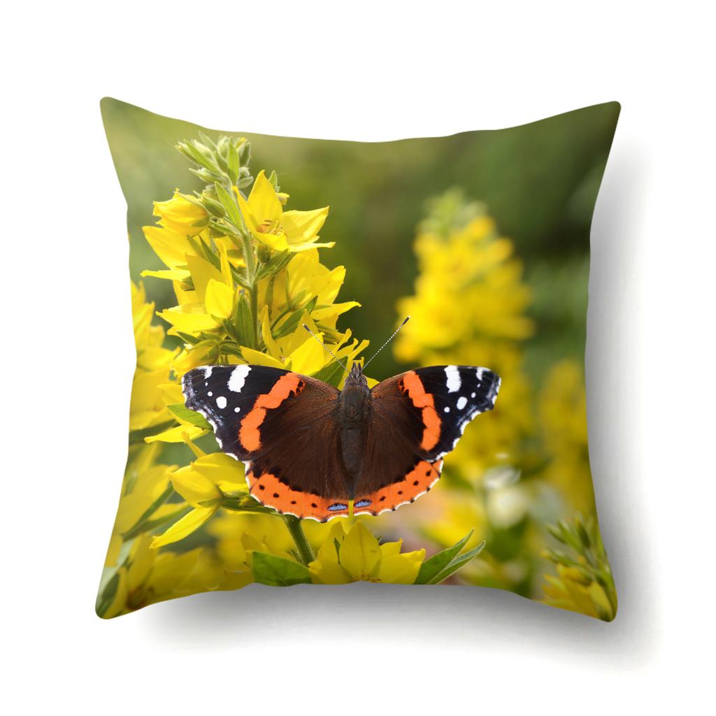 Butterfly Flower Polyester Single-sided Pillow Case Bedside Pillow Case Office Waist Sofa Cushion Case