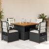 VidaXL Garden Dining Set Cushions 5pcs Black Wicker 3262912