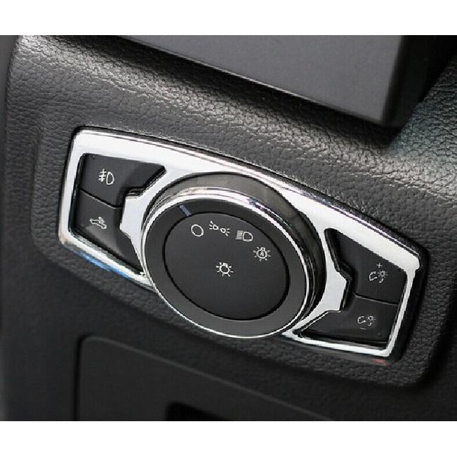 Fit For Ford F150 F-150 2015- A ABS Headlight Button Frame Chrome Cover Trim