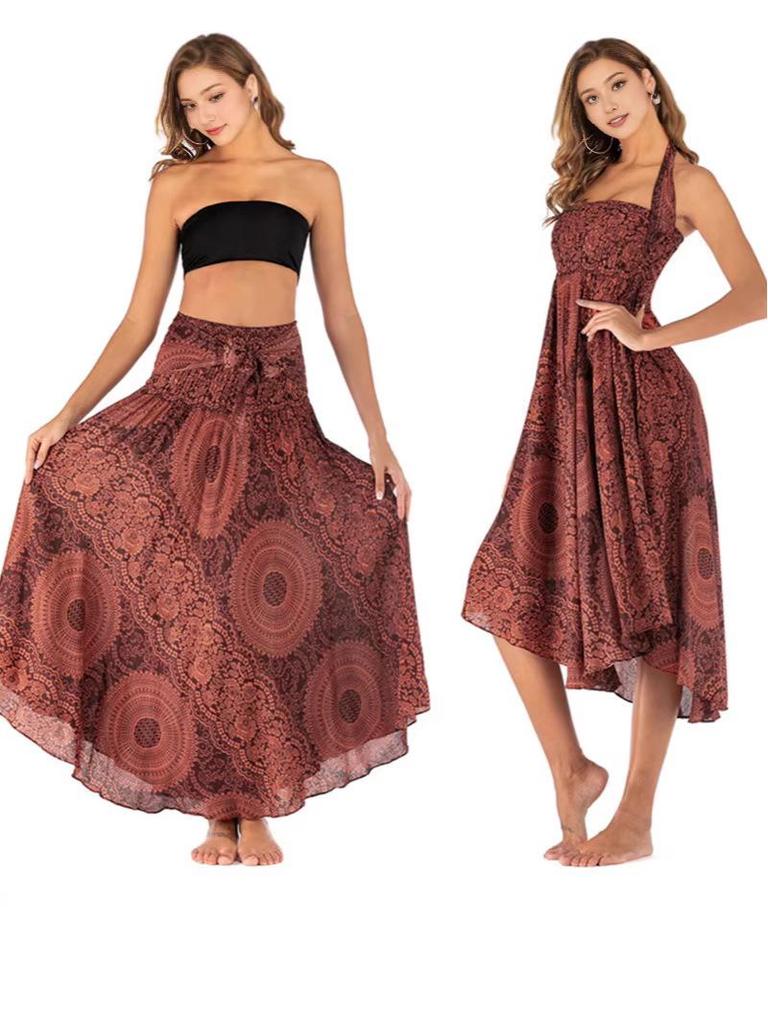 Bohemian Cross-Border Beach Dress: Thai-European-American Style, Two-Wear with Large Hem