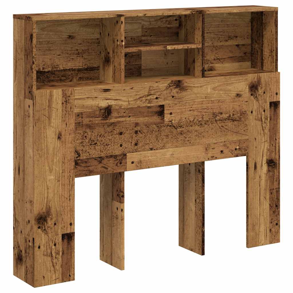 Bettkopfteil mit Regalen Rustikales Holzdekor 120 x 19 x 103,5 cm