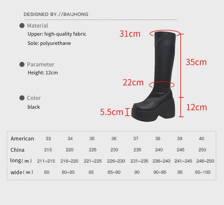 Dropshipping2024 Punk Thick-Soled Wedge High-Top Boots 40-43: European & American Fashion Women's Boots