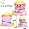 HUIQIBAO Mini Süßes Schwein Mikro Bausteine 3D Diamant Modell Tiere Steine DIY Stadt Bau Spielzeug für Kinder Kinder Geschenk