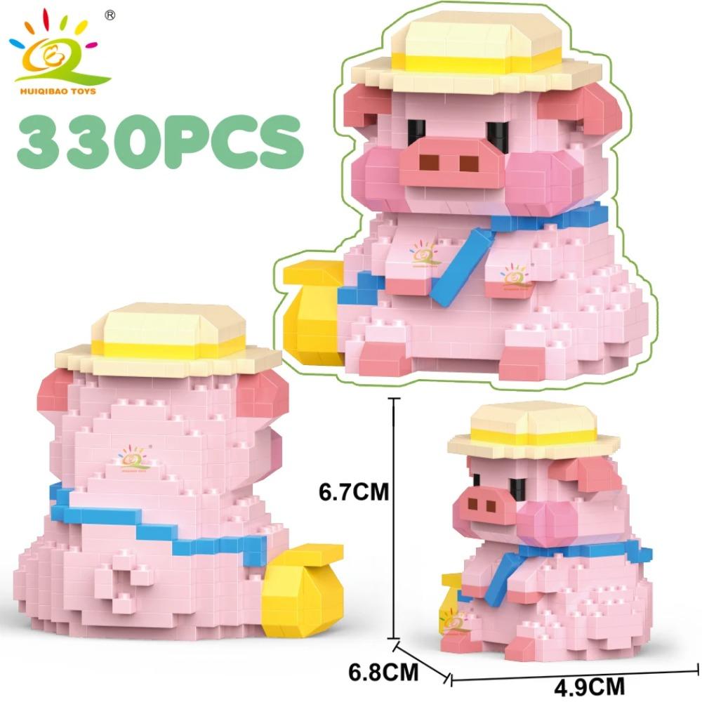 HUIQIBAO Mini Süßes Schwein Mikro Bausteine 3D Diamant Modell Tiere Steine DIY Stadt Bau Spielzeug für Kinder Kinder Geschenk