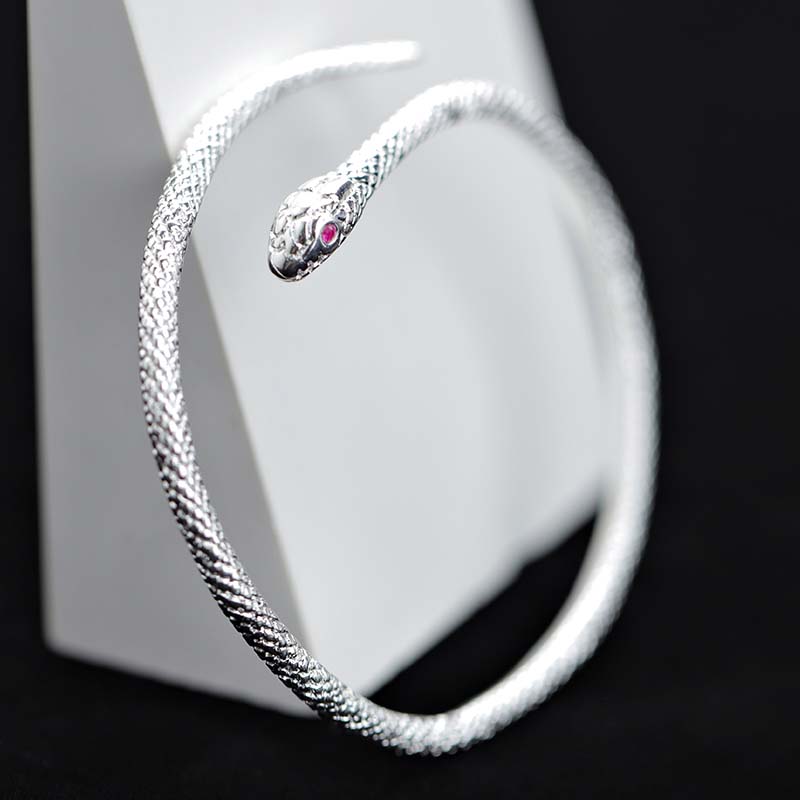 2026 Nuevo Pulsera Punk con Forma de Serpiente para Mujer Moda Simple Color Plata Circonita Pulsera de Aro Ajustable Joyería de Boda Regalos