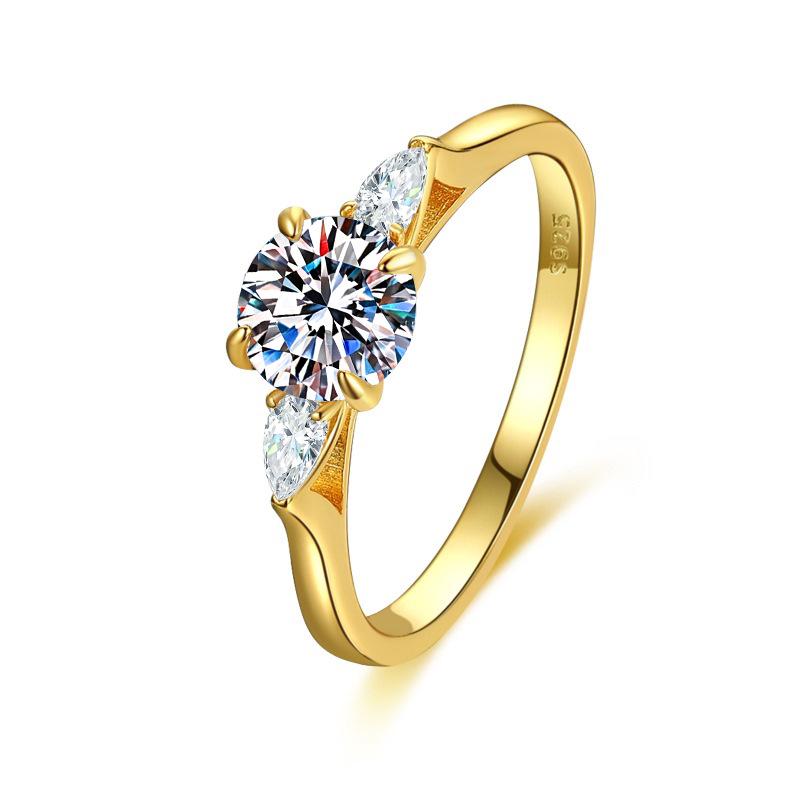 Women's 925 Sterling Silver D Color 1 Carat Moissanite Three-Stone Proposal Ring