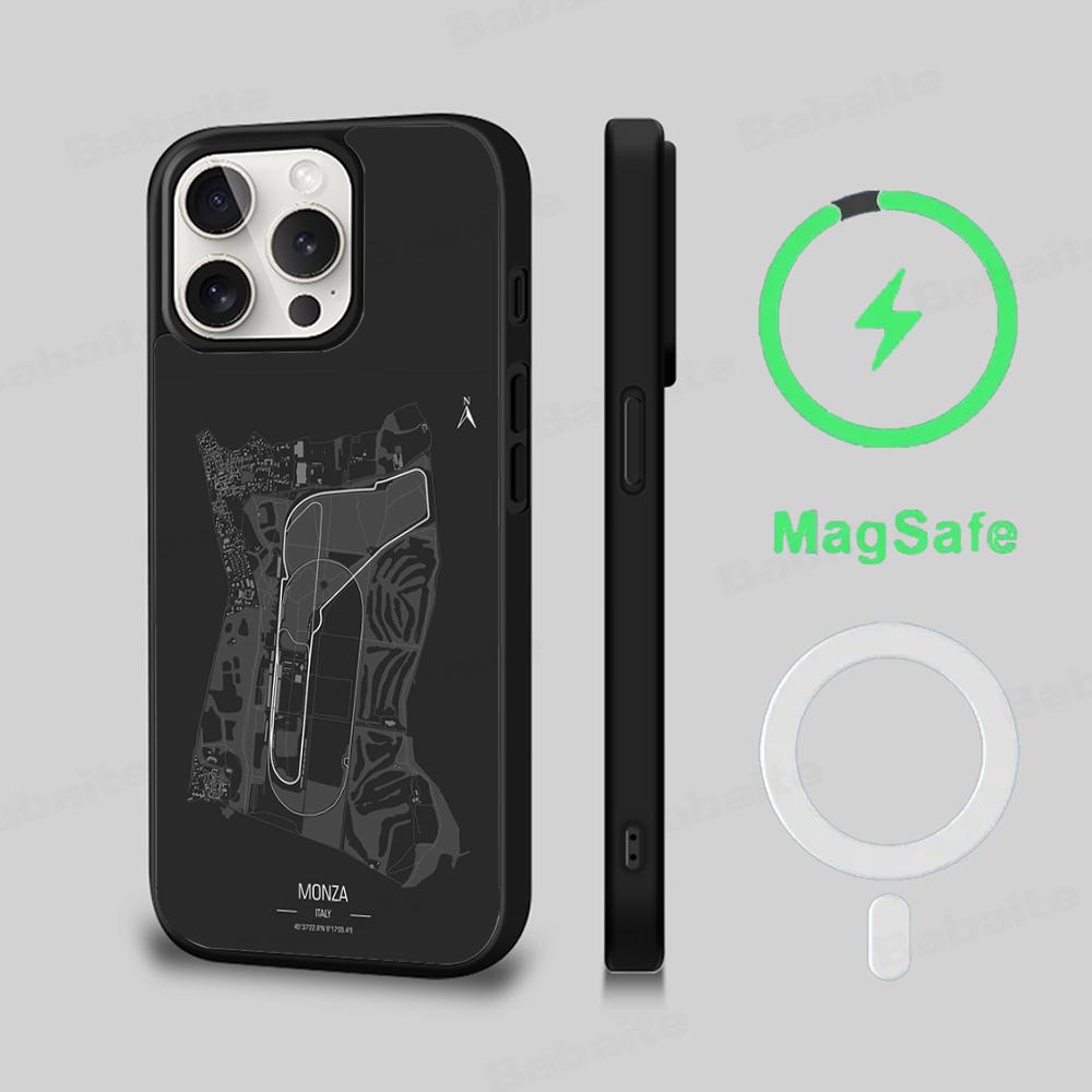 

F1 Race Track Prints Phone Case Magnetic Case For IPhone 16 14 13 12 11 15 Pro Max Plus For Magsafe Wireless Charge Cover iPhone 13