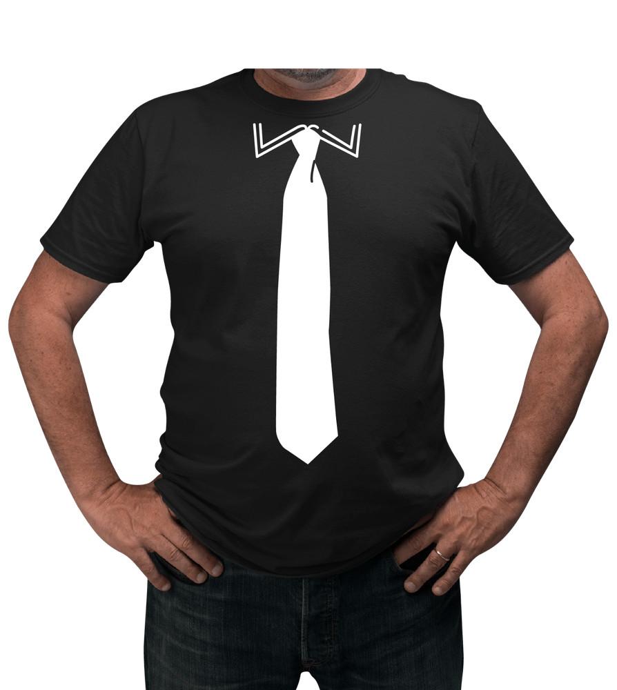 

Fake False Tie T Shirt Fancy dress costume Novelty white Tie T-Shirt Unisex tee M