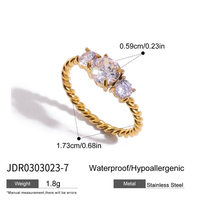 Titanium Steel Zirconium Ring - Luxurious and High-end Jewelry Finger Ring Made of Stainless Steel