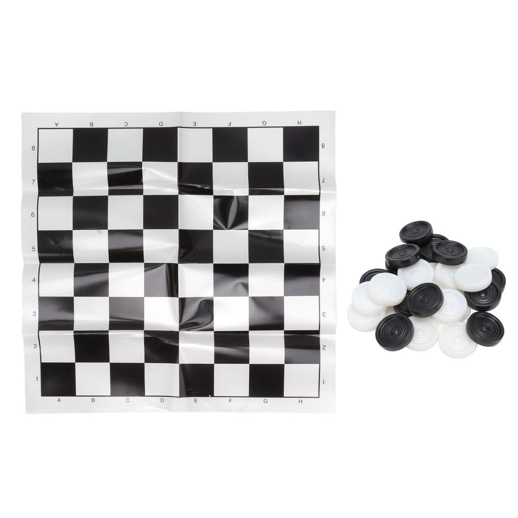Checkers Set Stackable Black White Plastic Pieces Draughts Board Game with Transparent Box for 3 Years Old Above