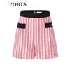 PORTS Women's Elegant Striped Tweed Casual Shorts