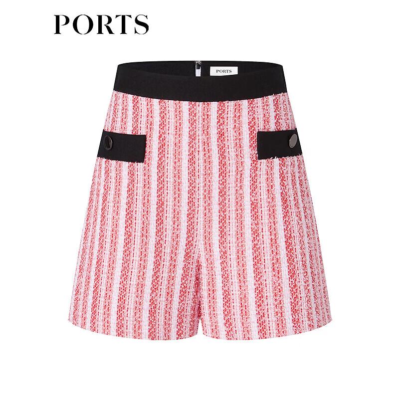 PORTS Women's Elegant Striped Tweed Casual Shorts