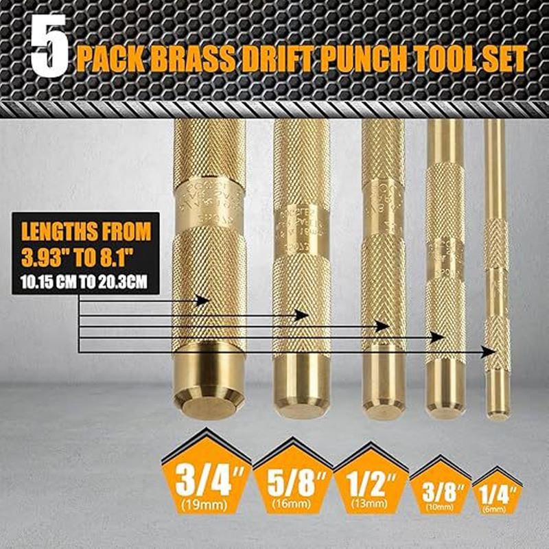 Drift Punch Set 1/4inch 3/8inch 1/2inch Knurled for Automotive Repair Gas Widely Used Good Grip Brass Drift Punch Tool
