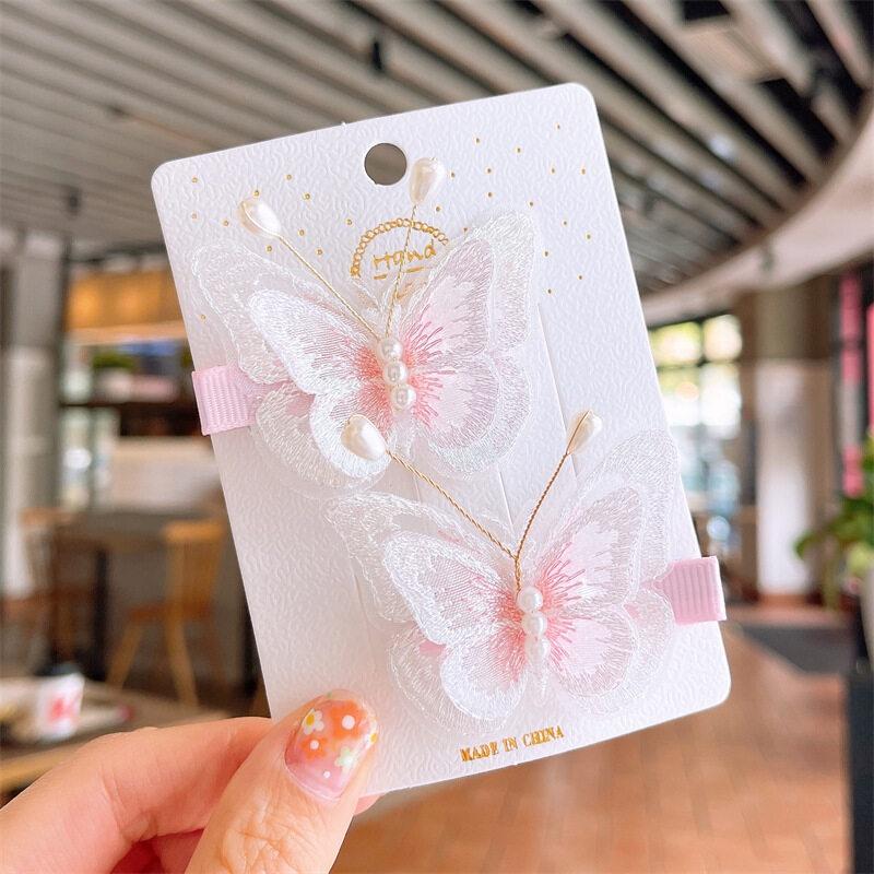 2pcs/set Three-dimensional Butterfly Hair Clip Children's Small Fresh Side Hairpin Cute Girl Hairpin Hair Accessories
