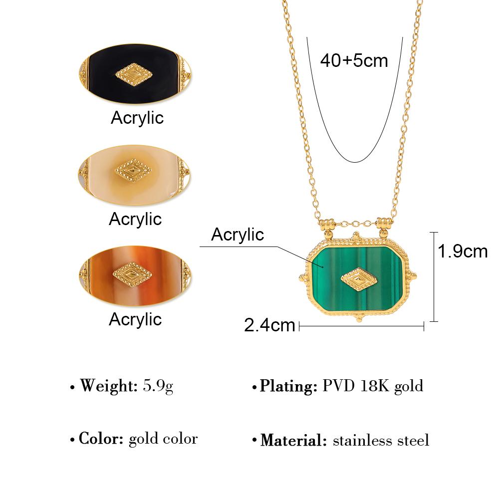 YACHAN Vintage Luxury Acrylic Charms Pendant Necklaces for Women Gold Plated Trendy Y2K Jewelry Waterproof