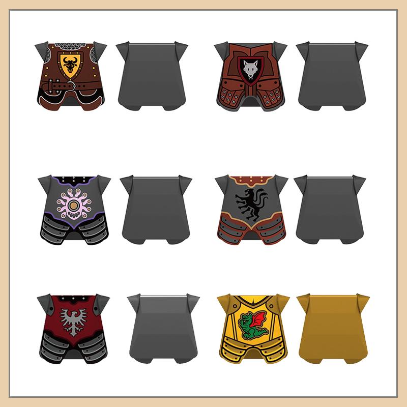 Medieval Military Castle Knight Armour Shoulder Armor Building Blocks Soldier Figure Parts Printed Army Warrior Bricks Toy Gifts
