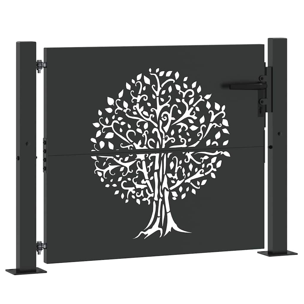 Garden Gate Black 110 X 105 Cm Powder Coated Steel