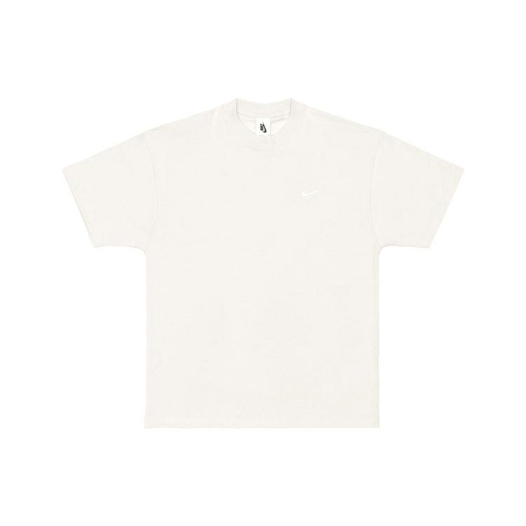 Men s Nike Lab Solo Swoosh Basic Sports Short Sleeve Light Bone White T-Shirt DA0321-072 L