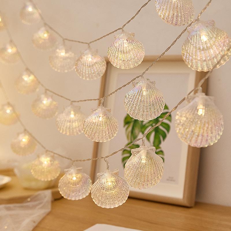 

Светодиодная гирлянда из ракушек Гирлянда на батарейках Рождественские украшения Свадебная вечеринка Рождественская елка Новогодний декор Сказочная гирлянда Battery powered&3m 20leds теплый белый