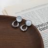 Guochao Retro Inlaid Circle Opal Stud Earrings Geometric Irregular Temperament Girls Versatile Jewelry