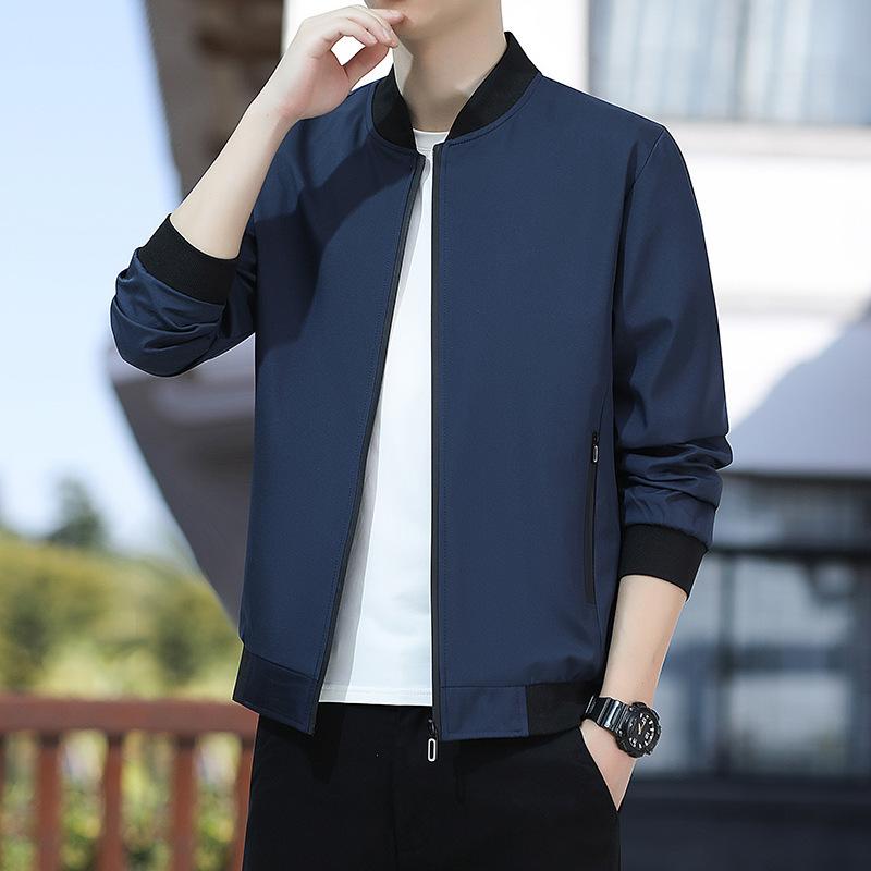 Men's Jacket, Baseball Collar, Spring and Autumn Solid Color, Versatile Casual Korean Style Loose Top Jacket