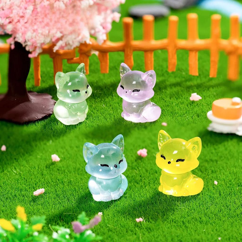 30Pc Luminous Mini Resin Foxes Tiny Little Foxes Glow In The Dark For Diy Garden Dollhouse Micro Landscape Aquarium Decor