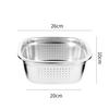 Extra Thick Double-Layer Stainless Steel Square Basin for Vegetable, Fruit, & Rice Washing