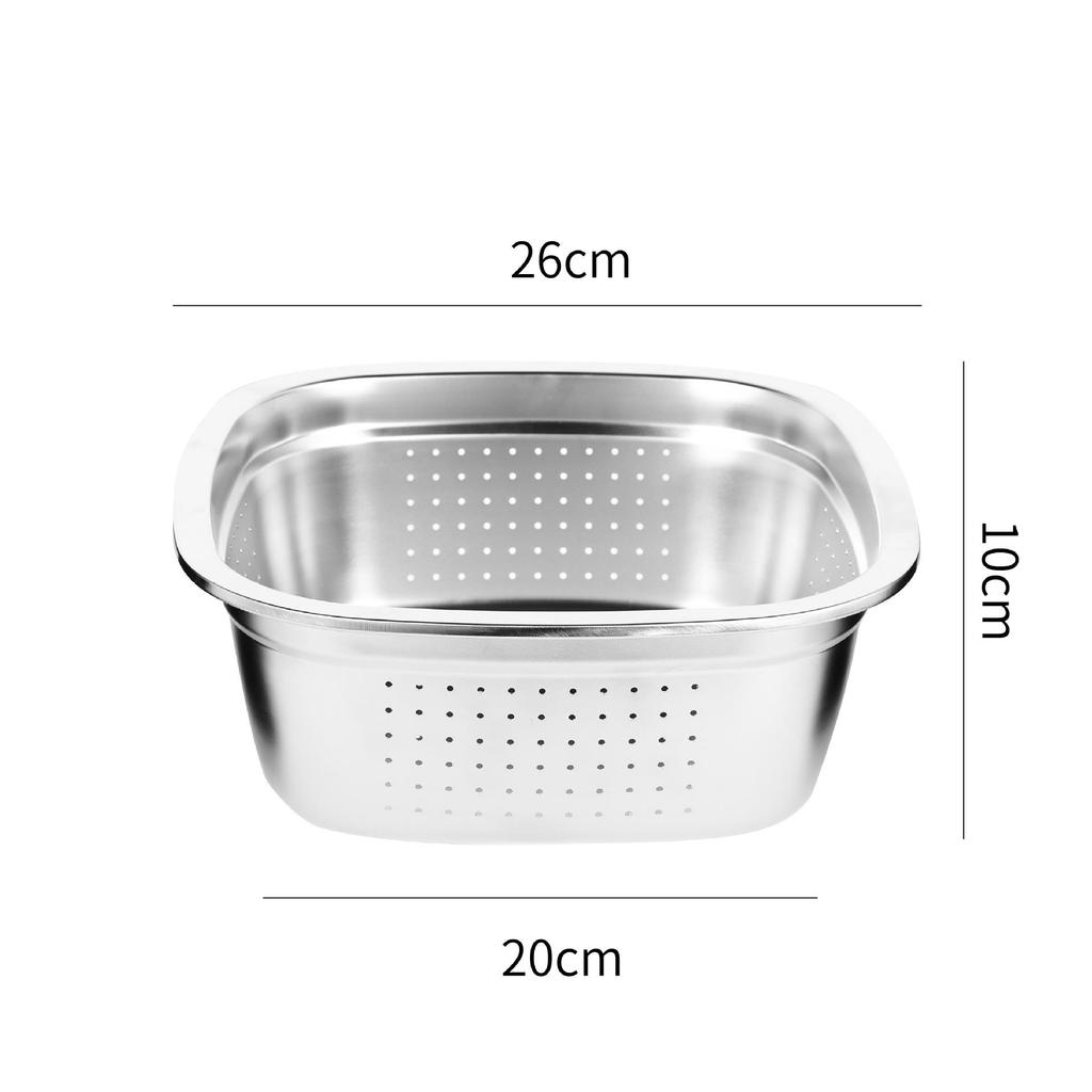 Extra Thick Double-Layer Stainless Steel Square Basin for Vegetable, Fruit, & Rice Washing