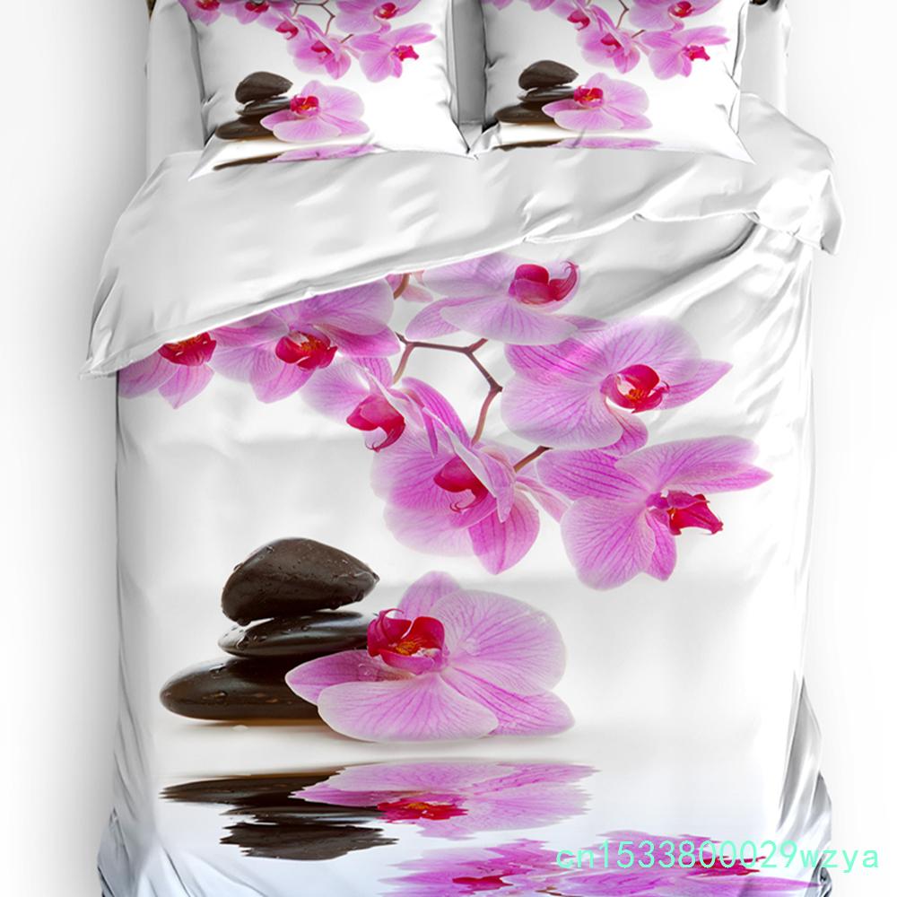 Pink Girl Flower Butterfly Duvet Cover Bed Bedding Set Home Textile Quilt Cover Pillowcases Bedroom Double Bedding Set No Sheet