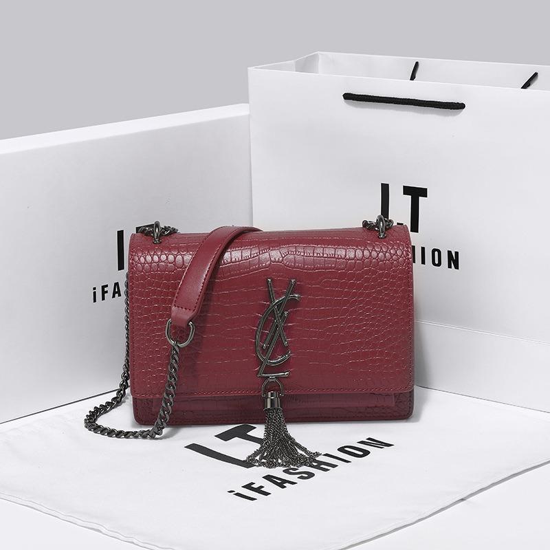 Poplar Forest Leather High-end Bag New Shoulder Chain Fringed Small Square Bag Versatile Messenger Women's Bag