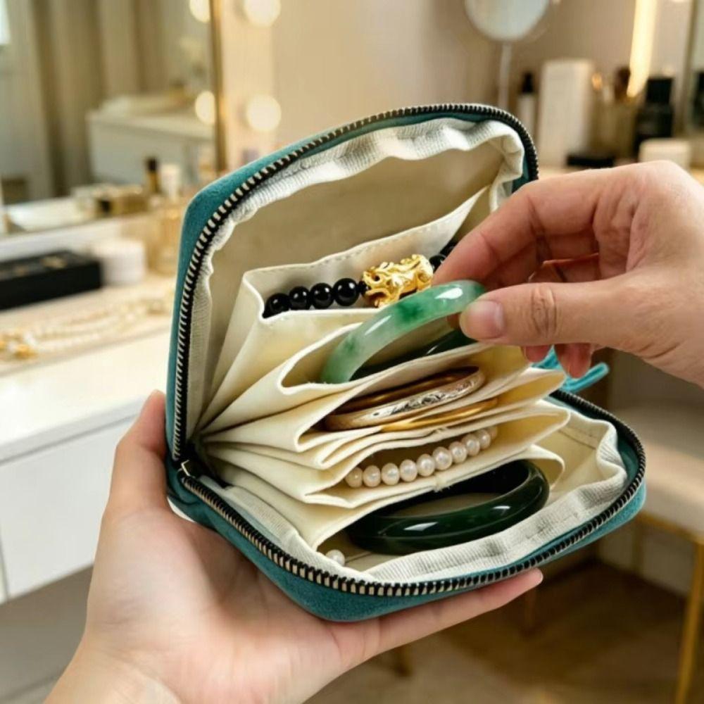 Zipper Closure Jewelry Storage Pouch Travel Jewelry Case  for Necklaces Bracelets Rings Earrings