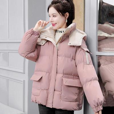 Women Autumn Winter Thicken Warm Parka Female Casual Solid Color Big Pocket Loose Hooded Short Coat Jackets Outwear